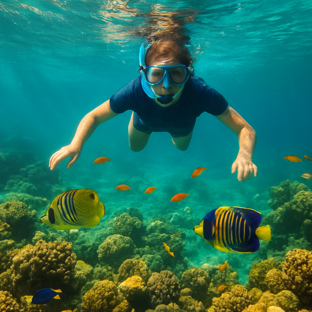 Snorkeling over a coral reef